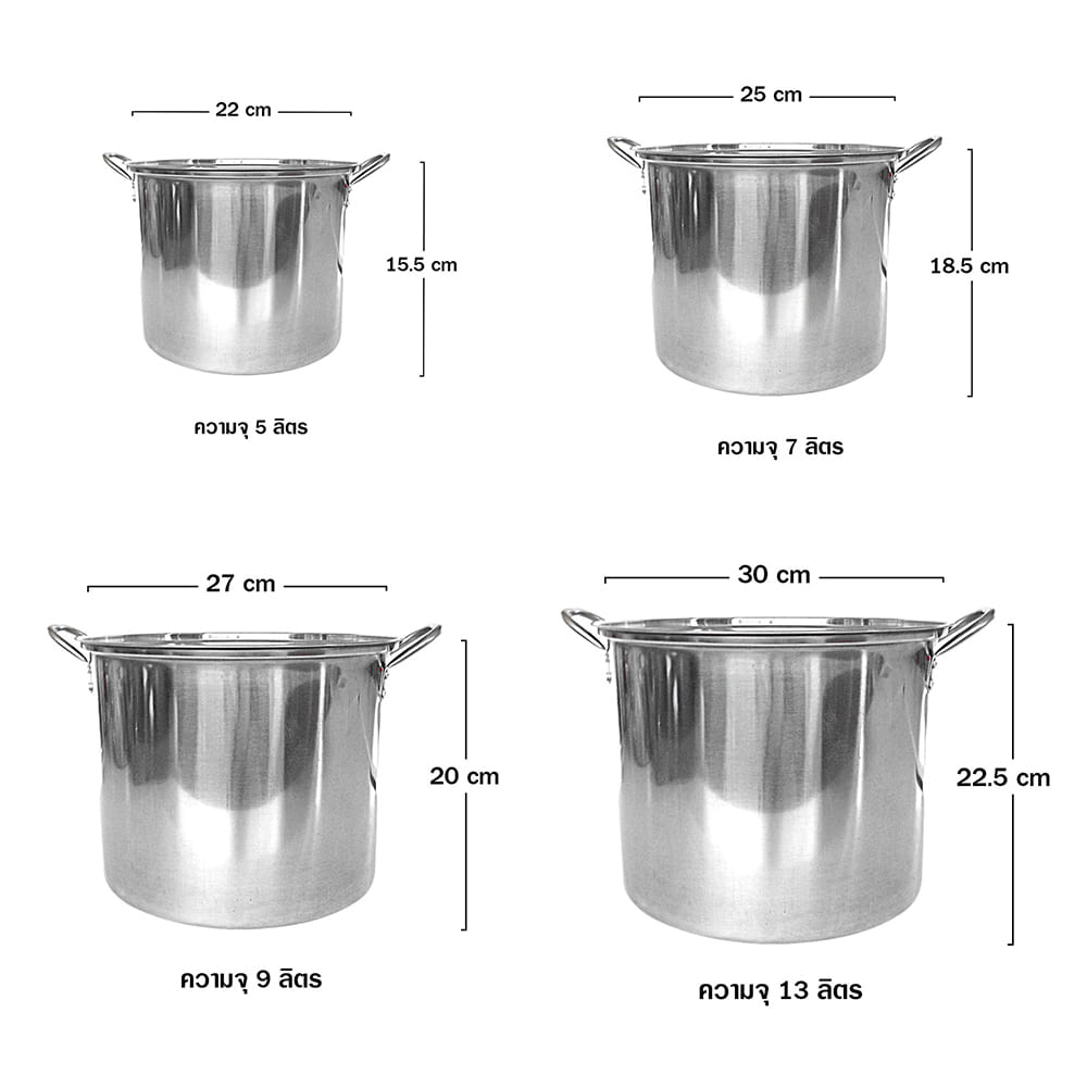 ชุดหม้อสตูว์ทรงสูงพร้อมฝา RRS FD SET 4 ชิ้น ขนาด 22, 25, 27 และ 30 ซม._6
